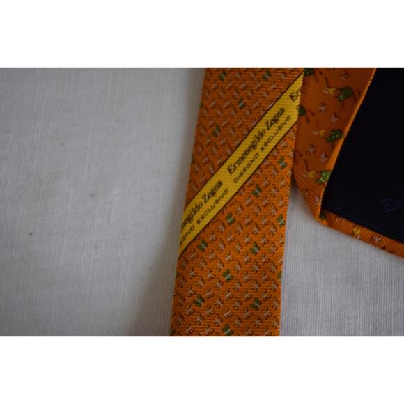 Ermenegildo Zegna TIE 100% Silk Made in Italy Necktie Elephant Print 61X 3.75 - Picture 5 of 6